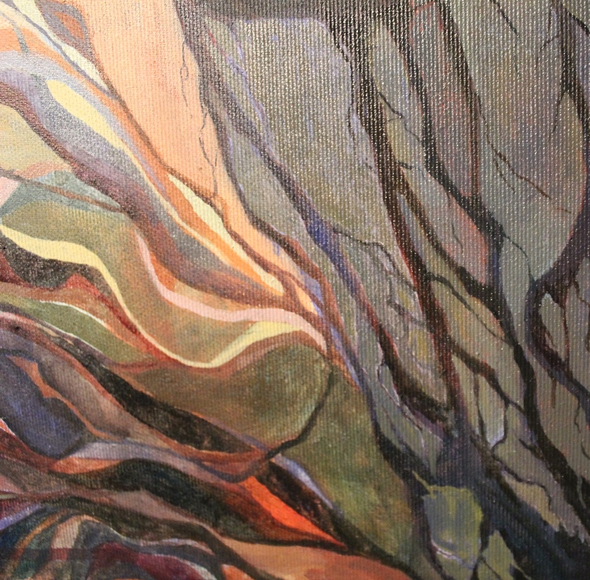 Detail of work in progress painting Der Fluss 